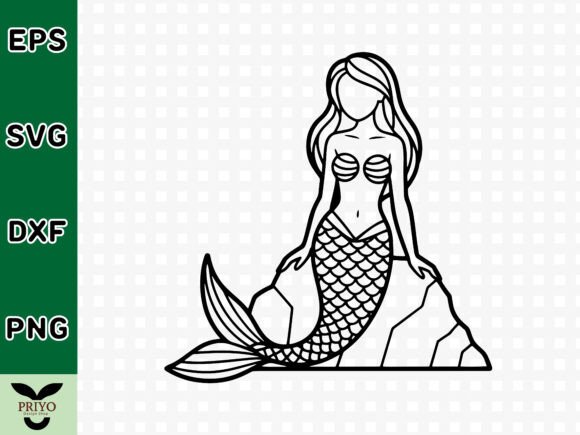 Beautiful Mermaid Sitting on Rock SVG: A Graphics & Crafts Asset
