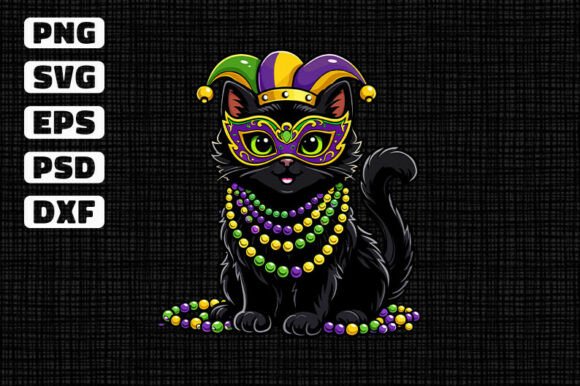 Black Cat Mardi Gras Mask SVG for Crafting and Graphics