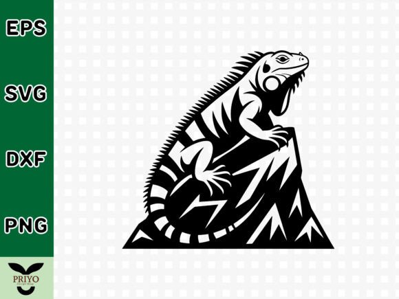 Iguana Lizard Perched on Rock SVG: Crafts and Graphics