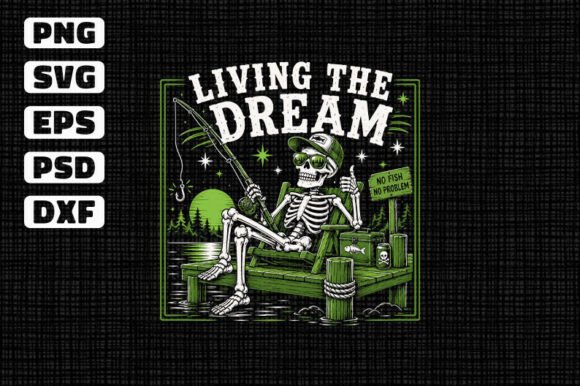 Skeleton Fishing Graphics for Crafts and Funny Merchandise