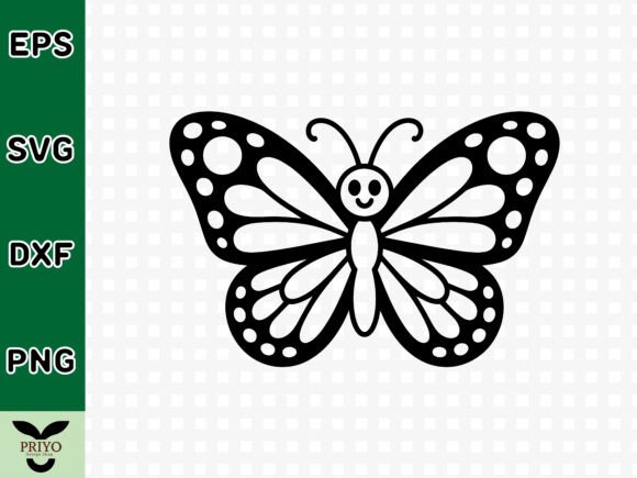 Smiling Kawaii Butterfly SVG: Graphics for Crafts & Content