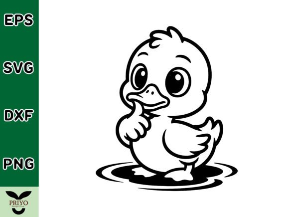 Thoughtful Little Duckling SVG for Graphics & Crafts